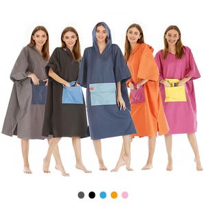 Serviette poncho de plage légère en microfibre pour adulte avec poche avant, séchage rapide, idéale pour la plongée, la natation et le change de tenue - Product Image 1
