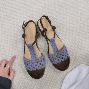 Bailarinas de Punta Redonda y Boca Baja Estilo Inglés para Mujer, Retro, de Cuero Genuino, con Hebilla Única - Product Image 1