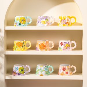 Taza <span class=keywords><strong>Alta</strong></span> de Cerámica Seto-Yaki Pintada a Mano con Diseño Artístico Moderno <span class=keywords><strong>y</strong></span> Asa, para Bebidas Calientes en el Hogar - Product Image 3