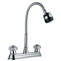 Antirouille 8 "pouces en plastique ABS robinet de cuisine finition polie double poignées 2 fonctions robinet d'eau avec tuyau flexible