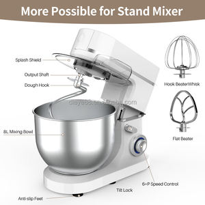 Mélangeurs de nourriture électriques 6L <span class=keywords><strong>1500w</strong></span> mélangeur sur socle haute puissance pour <span class=keywords><strong>robot</strong></span> de <span class=keywords><strong>cuisine</strong></span> pâte de boulangerie avec accessoire de bol mélangeur OEM/ODM - Product Image 3