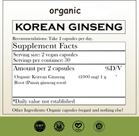 Capsules de Panax Ginseng et de Maca - Non destiné aux femmes enceintes - Soutien énergétique et immunitaire - 2 capsules par portion - 60 unités