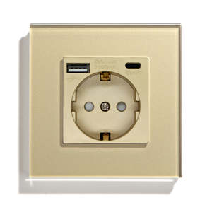 Abuk ue ue prise standard allemagne panneau de verre interrupteur mural électrique et prise de courant triplet prise murale universelle avec usb c - Product Image 6
