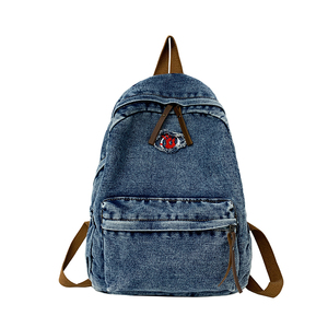 Sac à dos en jean élégant et grande capacité pour adolescents, sac d'école simple et décontracté pour étudiants universitaires, unisexe - Product Image 1