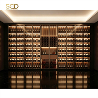 Meuble de présentation de vin en métal moderne sur mesure, design d'intérieur de cave à vin de luxe, bar à vin, mobilier complet