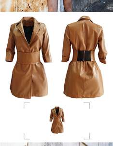 Abito da donna <span class=keywords><strong>con</strong></span> Logo personalizzato in <span class=keywords><strong>pelle</strong></span> sintetica-abito corto Sexy <span class=keywords><strong>con</strong></span> cintura, abito da <span class=keywords><strong>giacca</strong></span> in finta <span class=keywords><strong>pelle</strong></span> per Streetwear - Product Image 6