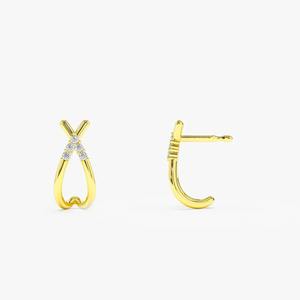 DHANI JEWELS Real Diamond Criss Cross Stud <b>Earrings</b> <b>14K</b> <b>Gold</b> FG Color SI Clarity Certified Natural Diamonds Luxury Fine Jewelry - Product Image 4