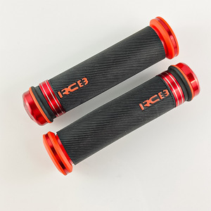 Puños de manillar para motocicleta Qiangye, negros con tapas de extremo en rojo, azul y dorado, para motocicletas todoterreno y vehículos eléctricos. - Product Image 3