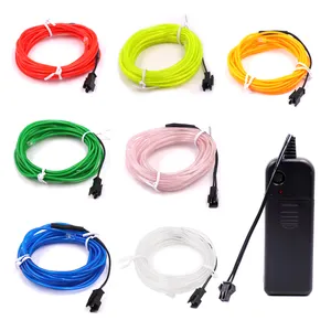 Grosir Kawat El 2.3Mm Kawat Berkedip El Kawat Neon Kabel Fleksibel 3 Meter dengan Inverter 2AA Dekorasi Mobil