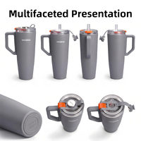 2 Bouteilles d'eau isothermes en acier inoxydable 18/8 sans BPA avec poignée et paille rétractable en Tritan pour le voyage