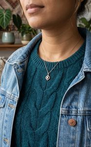 สร้อยคอเพชรทรงกลมและมรกต, ทองคำชมพู 14k, จี้เรียบหรูแบบมินิมอล, สร้อยคอเพชรสำหรับผู้หญิง, ของขวัญพิเศษสำหรับเธอ - Product Image 3