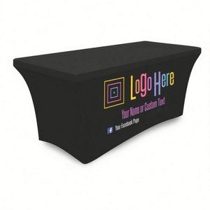 Custom Printed Simple 4FT 6FT 8FT Logo <b>Table</b> Cover Wholesale Fitted Polyester Tablecloth Home Trade Show - Product Image 1
