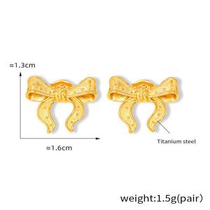 Waterproof 18K Gold Plated Stainless Steel Bowknot Heart Jewelry <b>Set</b> Women Tarnish-Free Earring <b>Bracelet</b> Party Trendy Wedding - Product Image 2