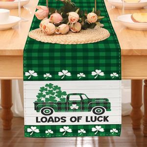 Woven <b>Table</b> <b>Runner</b> <b>Green</b> Four-Leaf Clover Printed Shamrock St. Patrick's Day Home Use Dining <b>Table</b> Accessory Seasonal Kitchen - Product Image 3