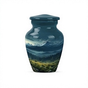 Noche estrellada sobre el camino de la montaña-Recuerdo de cenizas-Urna para cenizas humanas Urna femenina adulta para cenizas con bolsa de terciopelo gratis - Product Image 1