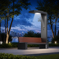 Banc solaire intelligent moderne et durable avec système de charge sans fil de haute technologie et WiFi pour les sièges publics commerciaux et les parcs