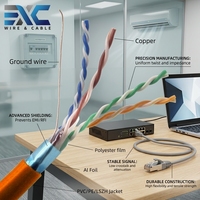 Kabel Ethernet EXC High Speed Cat5e FTP 305m/Roll Kabel LAN Terproteksi untuk Pengkabelan Kantor Dalam Ruangan