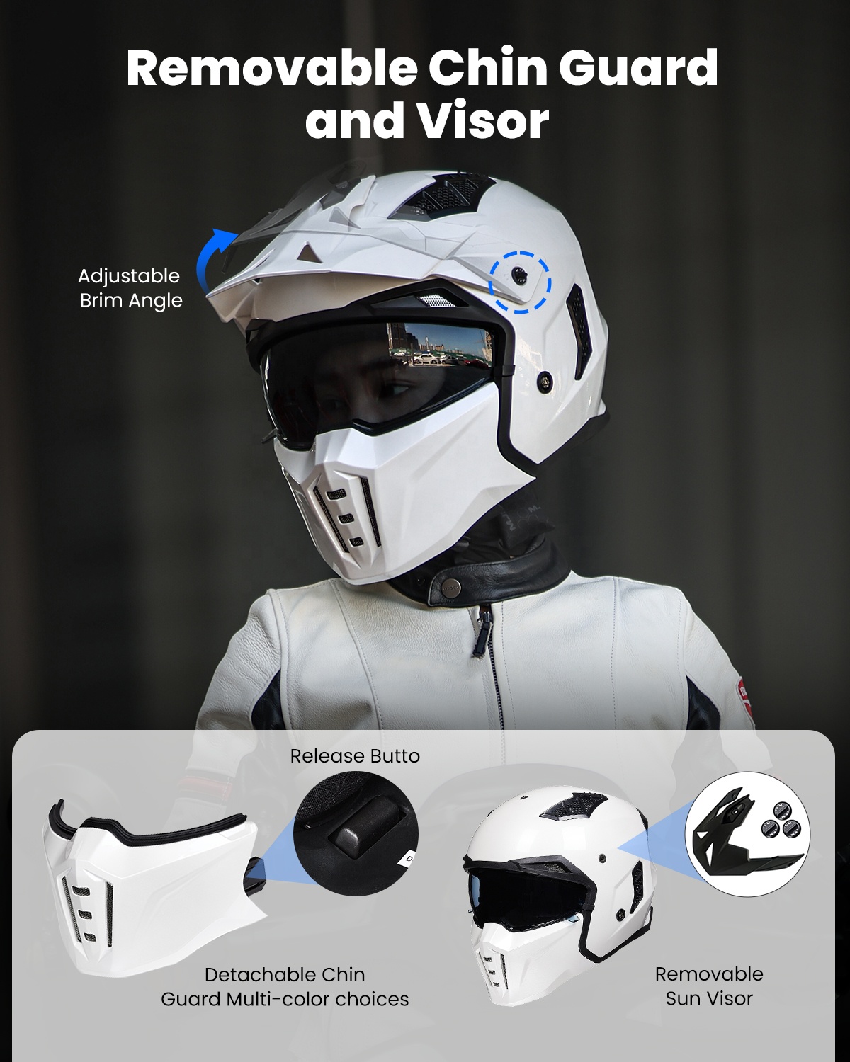 ILMオープンフェイスオートバイ3/4ハーフヘルメットビンテージ