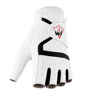 Guante de Golf Transpirable de Primera Calidad, Medio Dedo, con Aspecto de Cuero Blanco, Paneles de Agarre Negros, Correa de Muñeca Ajustable, Diseño Unisex - Product Image 4