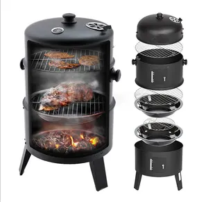 Smokeless Charcoal Barbecue Grill Smoker 3 layers Tower Vertical Barrel Smoked BBQ Grill