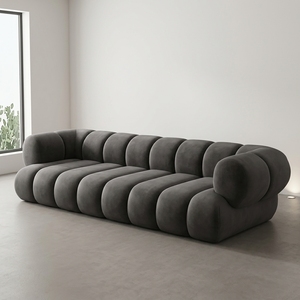 Canapé modulaire en tissu gris style guimauve, design créatif arrondi, canapé nuage pour un intérieur minimaliste - Product Image 3