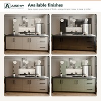 Cuisine sur mesure avec îlot, portes en acrylique contemporaines, design modulaire et rangement par tiroirs, structure en contreplaqué