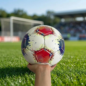 Balón de Fútbol con Patrón Geométrico Blanco, Azul y Negro, Balón de Fútbol Profesional para Partidos - Product Image 3