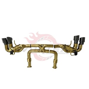 ท่อไอเสียแบบ Catback รุ่น Vortex Premium Gold Plated SS304 สำหรับ Corvette C8 Stingray พร้อมระบบ Valvetronic และปลายท่อสีดำแบบสปอร์ต 4 ท่อ - Product Image 3
