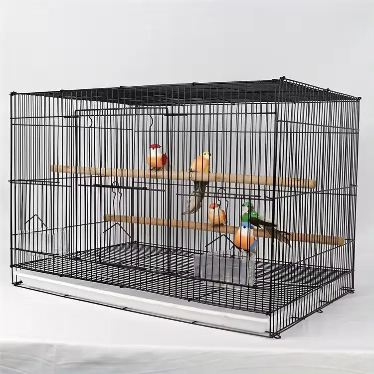 Pet Cage Large Metal Parrot Cage White Black Cage Home Crate Enclosure for Birds Standing Birdcage