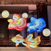 Lanternes suspendues en soie imperméables pour l'extérieur, motif poissons rouges et Bettas, idéales pour les attractions touristiques