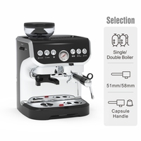 Machine à Café Expresso Électrique Professionnelle Multifonctionnelle 20 Bars Double Service avec Broyeur