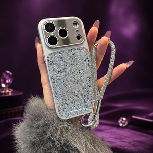 เคสโทรศัพท์หรูหรา PC ประดับกลิตเตอร์กันกระแทกพร้อมสายคล้องสำหรับ iPhone - Product Image 4