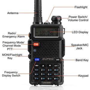 1 Uds. Para <span class=keywords><strong>Baofeng</strong></span> UV5R 5W bidireccional para Radio de doble banda Ham intercomunicador de largo alcance libre de impuestos Walkie Talkie almacén Local de EE. UU. - Product Image 3