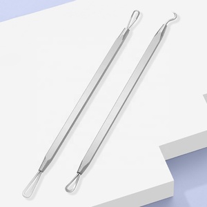Acier inoxydable Double tête points noirs bouton comédon <span class=keywords><strong>extraction</strong></span> dissolvant acné aiguille outils de beauté pour le visage et le nez - Product Image 4