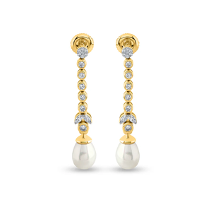 ต่างหูเพชรมุกที่สวยงามผลิตด้วยไข่มุกคุณภาพสูงและเพชรแวววาวจากอินเดีย - Product Image 2