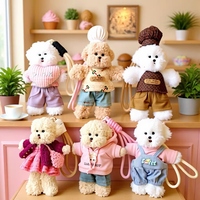 Porte-clés en peluche chien articulé et flexible de 15 cm, breloque de sac chiot mignon avec plusieurs tenues, pendentif en peluche créatif fait main