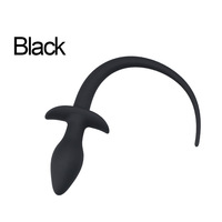 LEEHO Plug anal en silicone intégral en forme de queue de chien, super long, noir, 86g, pour jeux de rôle sexuels gays