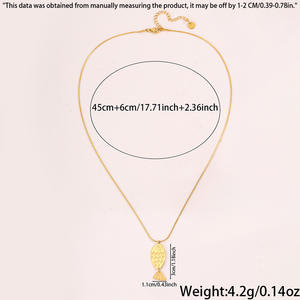 Collares de Acero Inoxidable con Grabado Retro, Collares de Pez que No se Deslustran, Chapados en Oro de 18k - Product Image 6