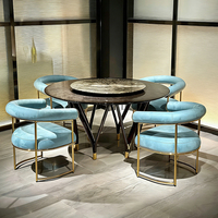 Meubles de salle à manger durables, table à manger en marbre, 6 places, table à manger ronde moderne rotative