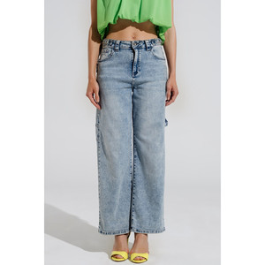 Jeans estilo cargo blanqueados con detalles de correa tipo cinturón en la cintura - Product Image 6