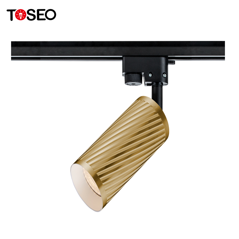 Champagne Gold Pure Aluminium LED Ceiling Track Lights GU10 Spotlights Adjustable
