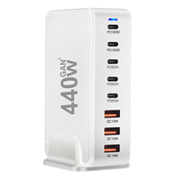 Chargeur GaN 8 ports certifié CE ROHS, station d'accueil 65W-100W-440W, bloc de charge rapide USB C PD, sortie 125W OTP pour téléphone, ordinateur portable, tablette