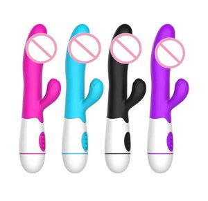 도매 고품질 G-스팟 질 클리토리스 자극 섹스토이 블루 퍼플 USB 충전식 딜도 토끼 진동기 여성용 - Product Image 1