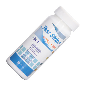 100 bandelettes de <span class=keywords><strong>test</strong></span> de pH 6 en 1 (pH, chlore, dureté, alcalinité, <span class=keywords><strong>acide</strong></span> <span class=keywords><strong>cyanurique</strong></span>) pour piscine et spa - Product Image 2