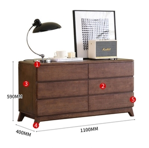 Solid Wood <b>Black</b> Walnut Color Bedroom Organizer Modern 6 Drawer Dresser Storage Living Room Side Cabinet - Product Image 5