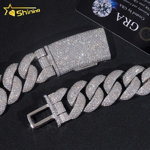 Collar de Hip Hop con Dijes Grandes de 25MM, Totalmente Cubierto de Diamantes VVS y Moissanita, Chapado en Oro sobre Plata 925, Cadena Cubana para Hombre - Product Image 5