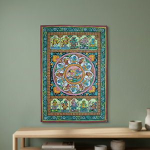 Pintura mural tradicional india Pattachitra, arte folclórico étnico hecho a mano, obra de arte mitológica de algodón para sala de estar o templo - Product Image 3