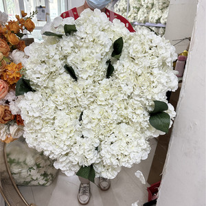 IFG venta al por mayor de flores blancas y algunas hojas de seda artificial hortensias corredor mesa de boda - Product Image 3