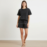 Ensemble court deux pièces vintage délavé à l'acide personnalisé pour femme, tenue streetwear