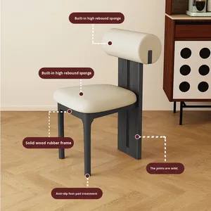 Silla de comedor de madera maciza de diseño moderno nórdico, sillas de restaurante tapizadas de tela para Hotel, hogar, apartamento, hogar, Bar/Cocina - Product Image 4